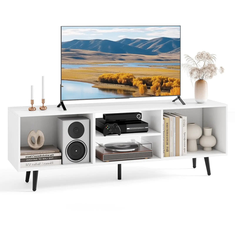 47.5 Inches TV Stand for 55-Inch TV with Compartments and Metal Legs by DirectDeals