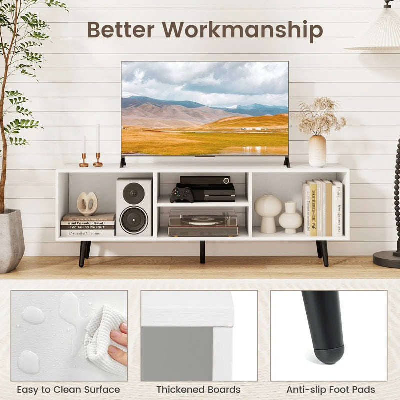 47.5 Inches TV Stand for 55-Inch TV with Compartments and Metal Legs by DirectDeals
