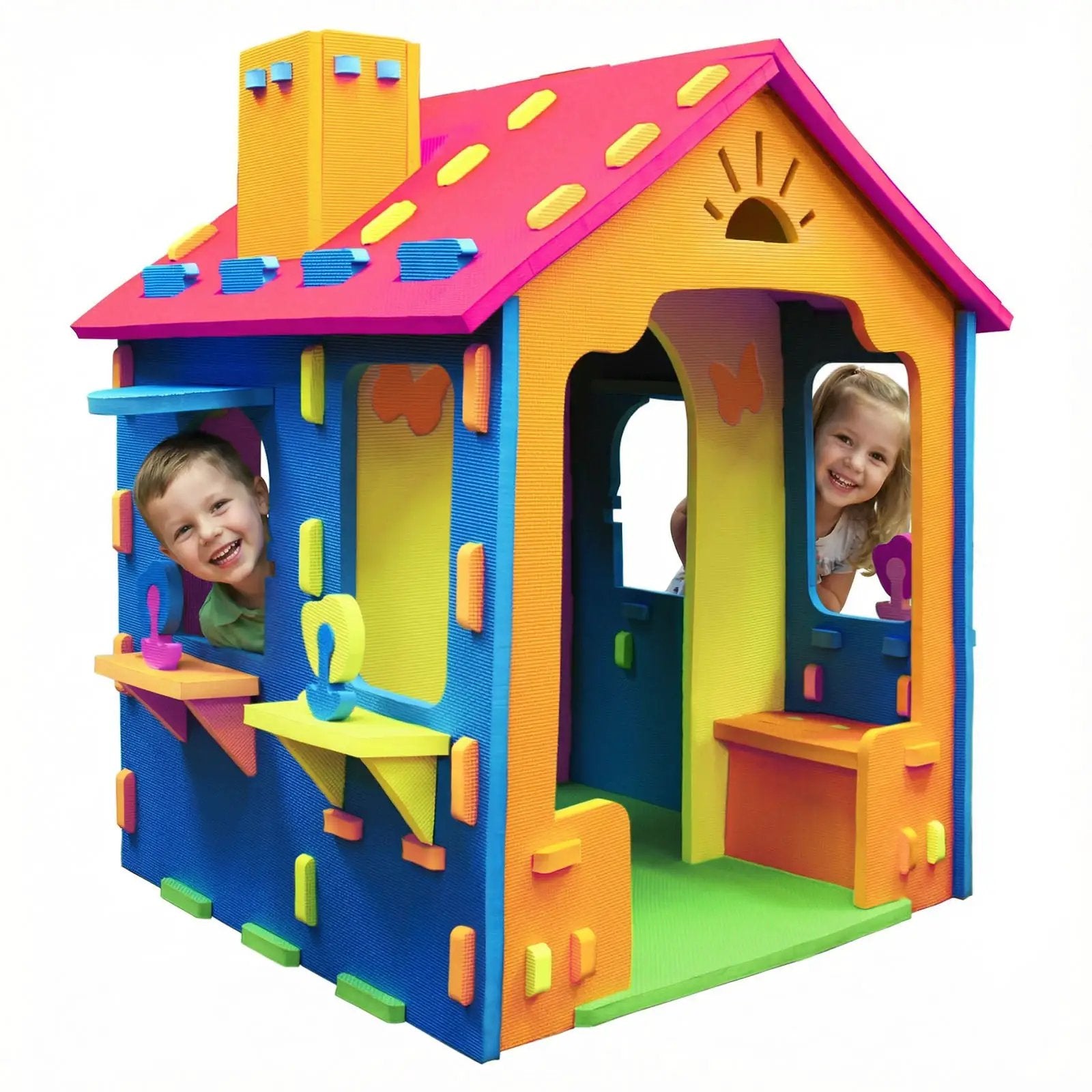 Indoor Cottage Playset with Roof and Chimney for Creative Play by DirectDeals