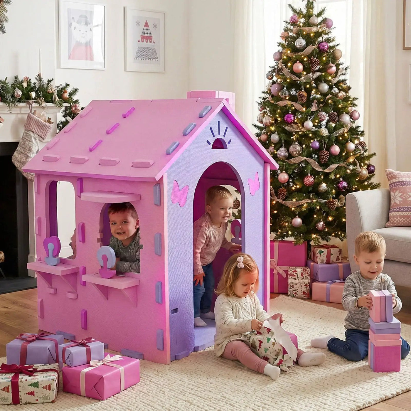 Indoor Cottage Playset with Roof and Chimney for Creative Play by DirectDeals