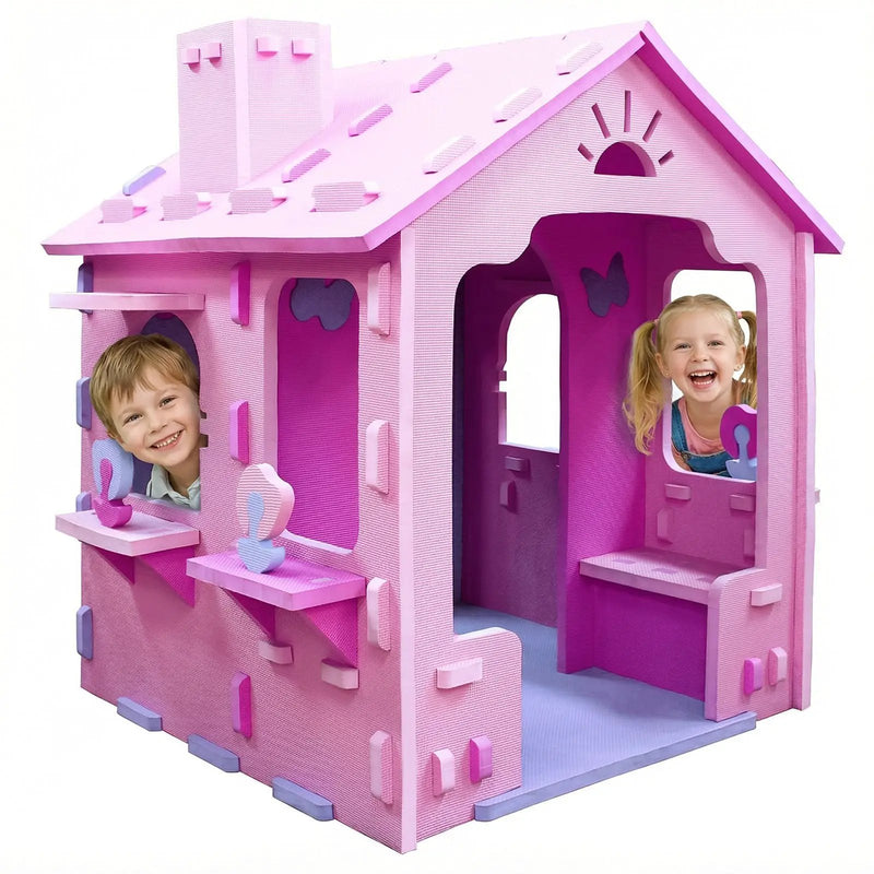 Indoor Cottage Playset with Roof and Chimney for Creative Play by DirectDeals