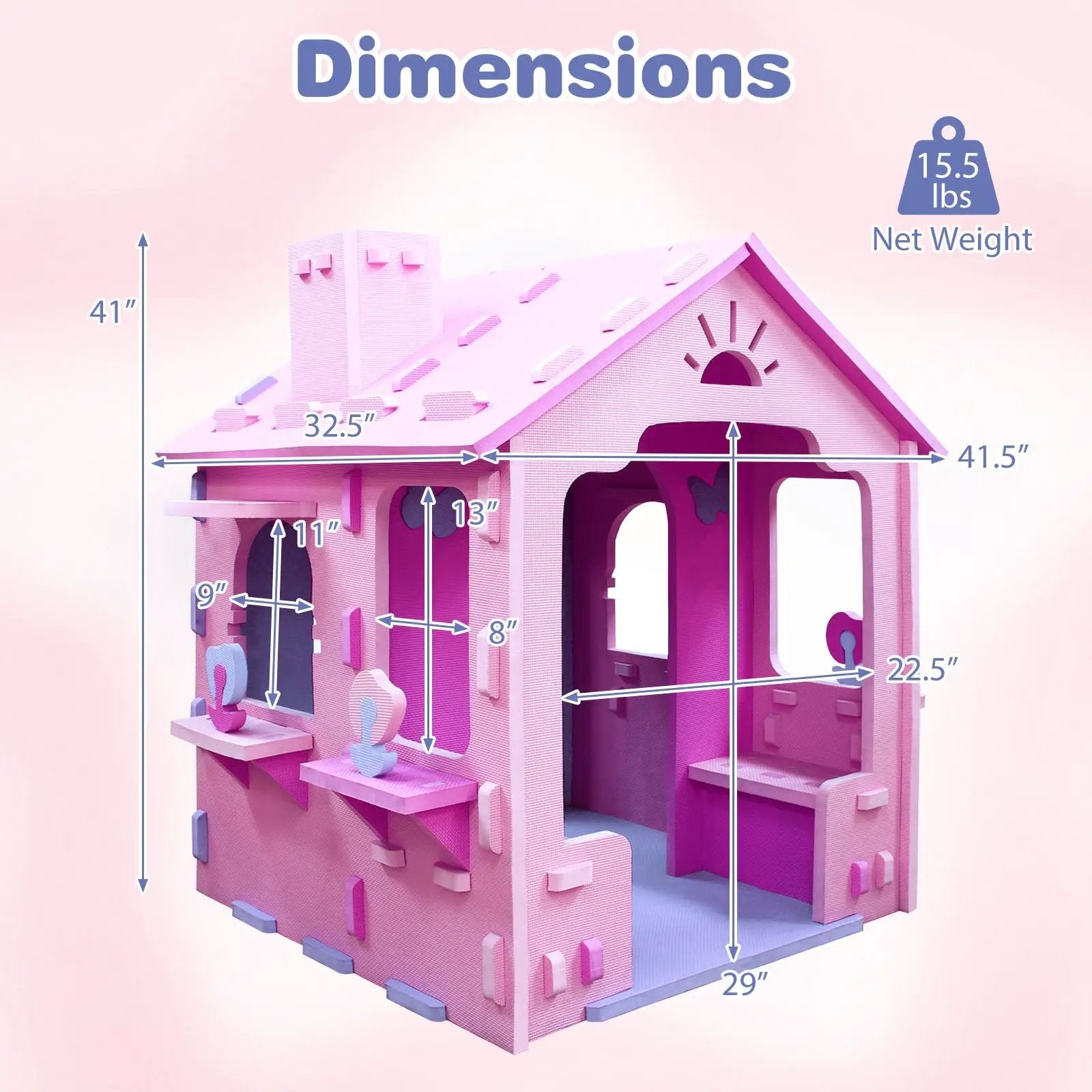 Indoor Cottage Playset with Roof and Chimney for Creative Play by DirectDeals