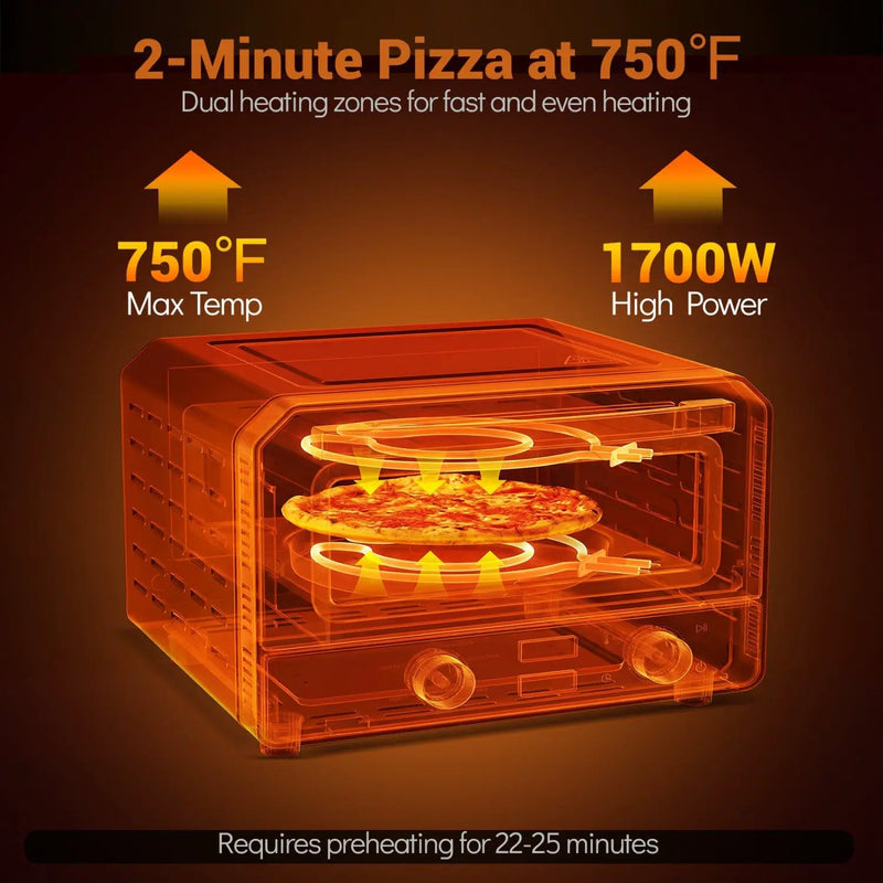 Indoor Electric Pizza Oven Countertop Pizza Oven for 12 Inch Pizzas-Black by DirectDeals