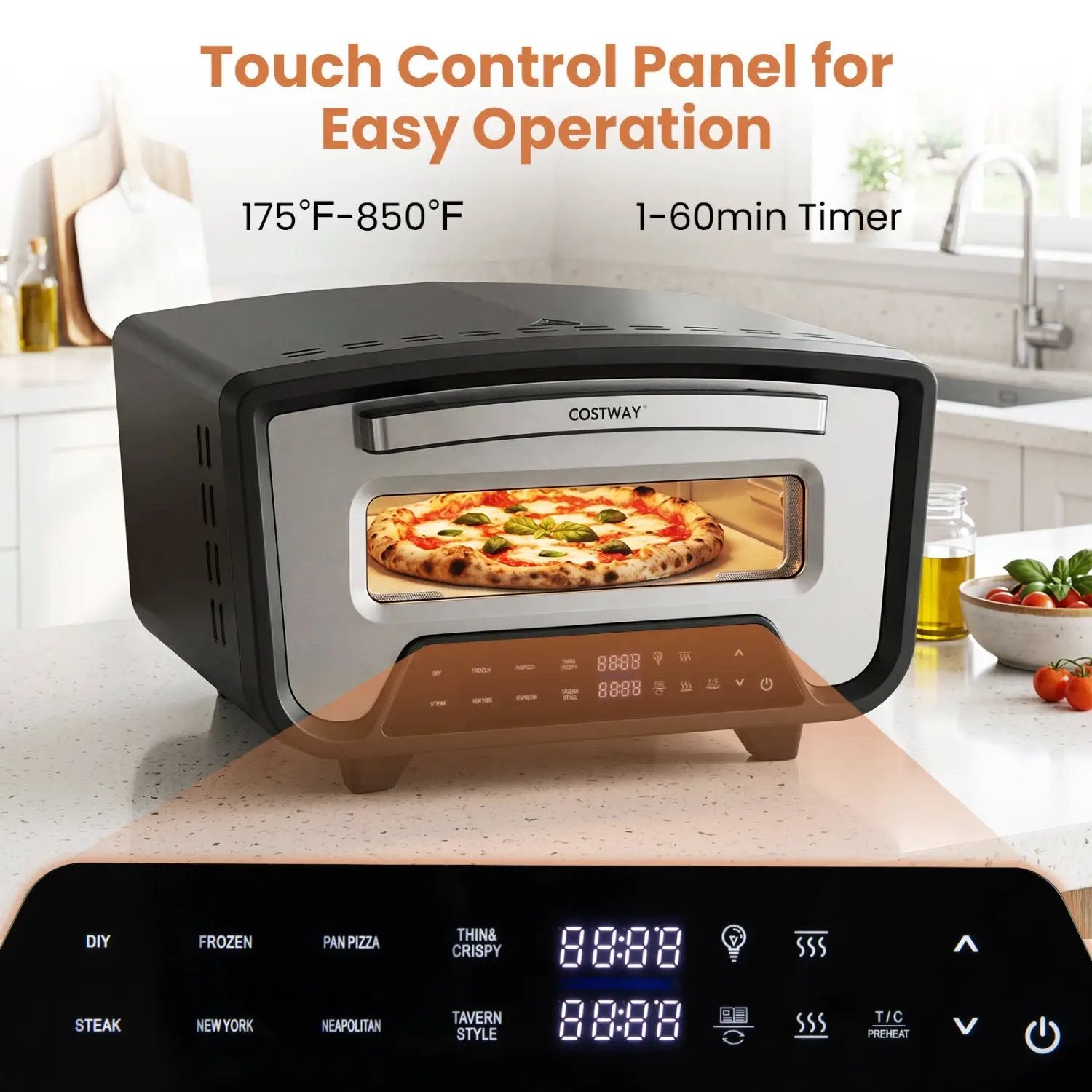 Electric Pizza Oven for 12" Pizzas with 8 Presets by DirectDeals