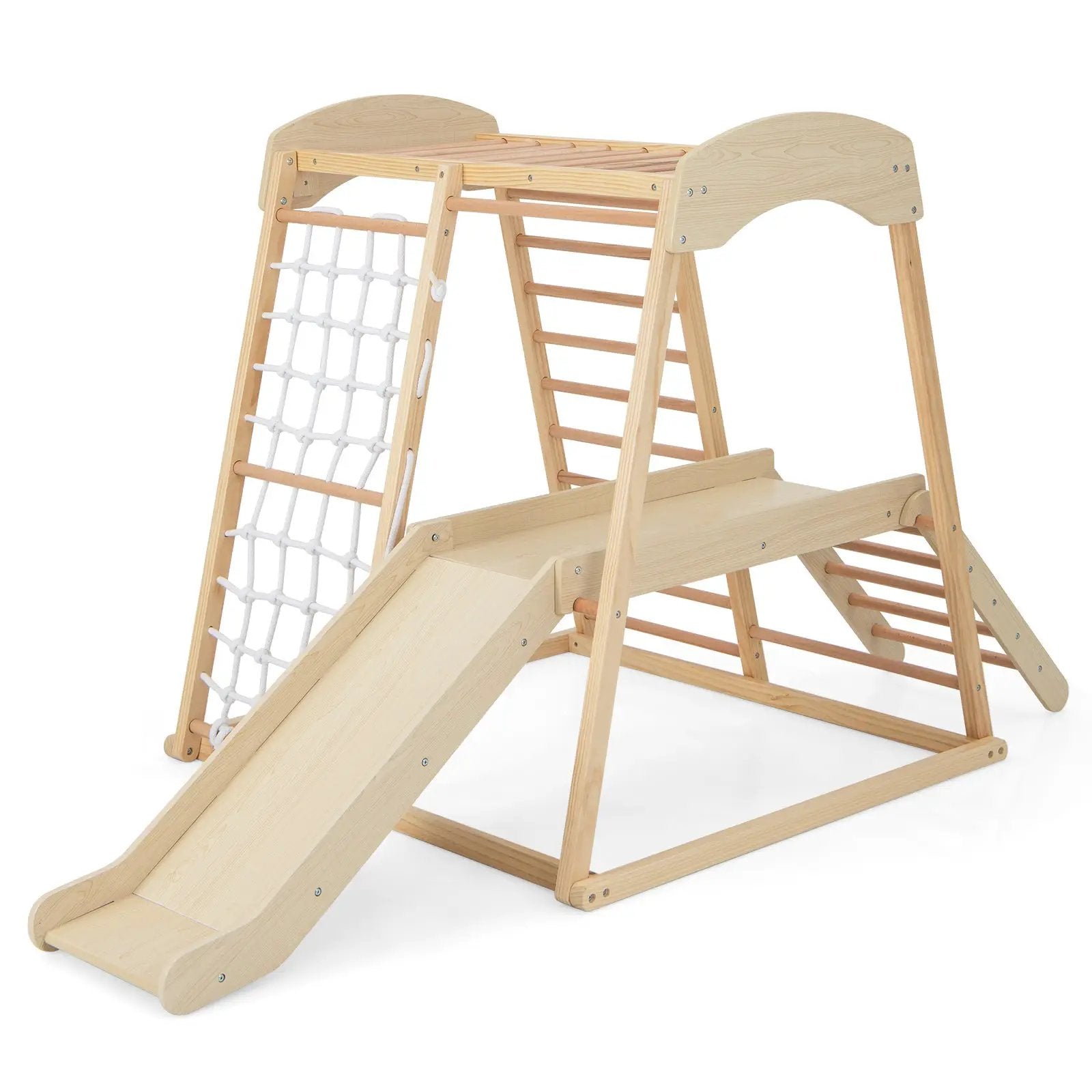 6-in-1 Indoor Jungle Gym Kids Wooden Playground with Monkey Bars by DirectDeals