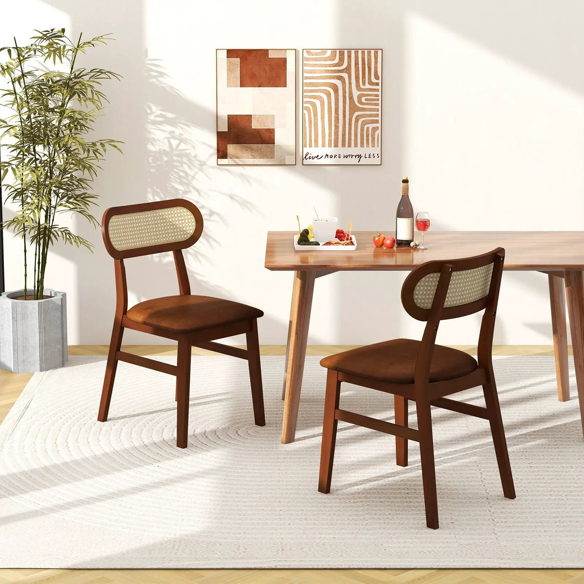 Indoor Mid Century Wood Dining Chairs Set of 2 for Dining Room by DirectDeals