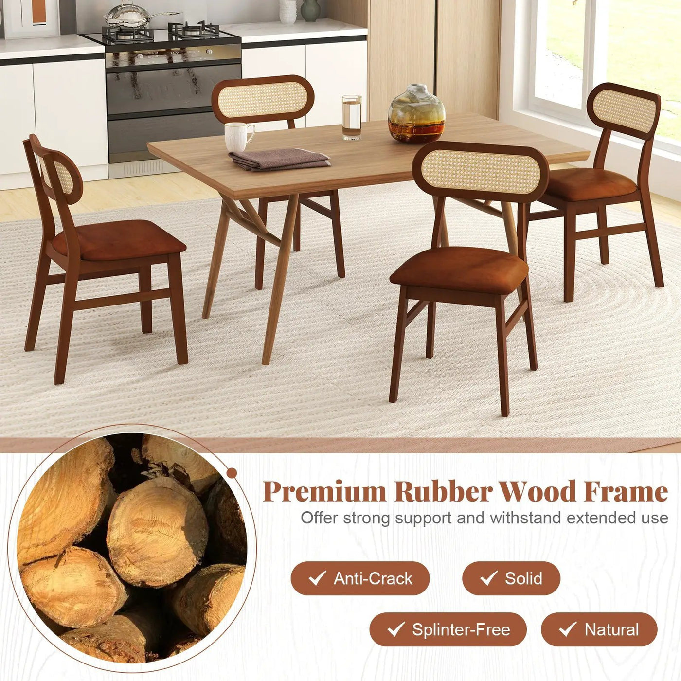 Indoor Mid Century Wood Dining Chairs Set of 2 for Dining Room by DirectDeals