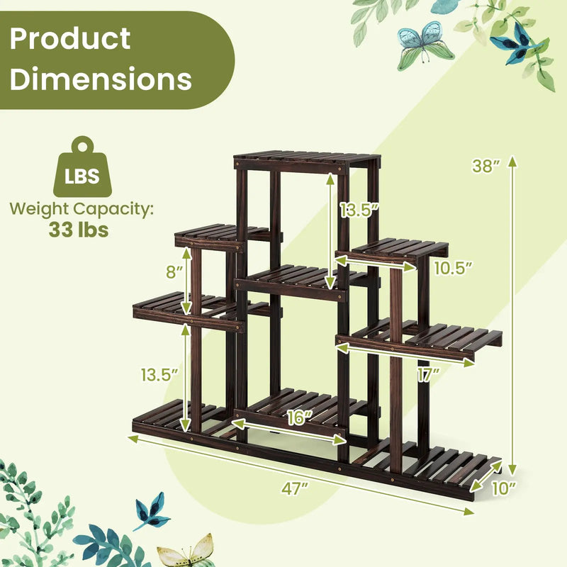 Indoor Outdoor Wood Plant Stand Multi-Tiered Corner Plant Shelf Flowerpot Holder-Brown by DirectDeals