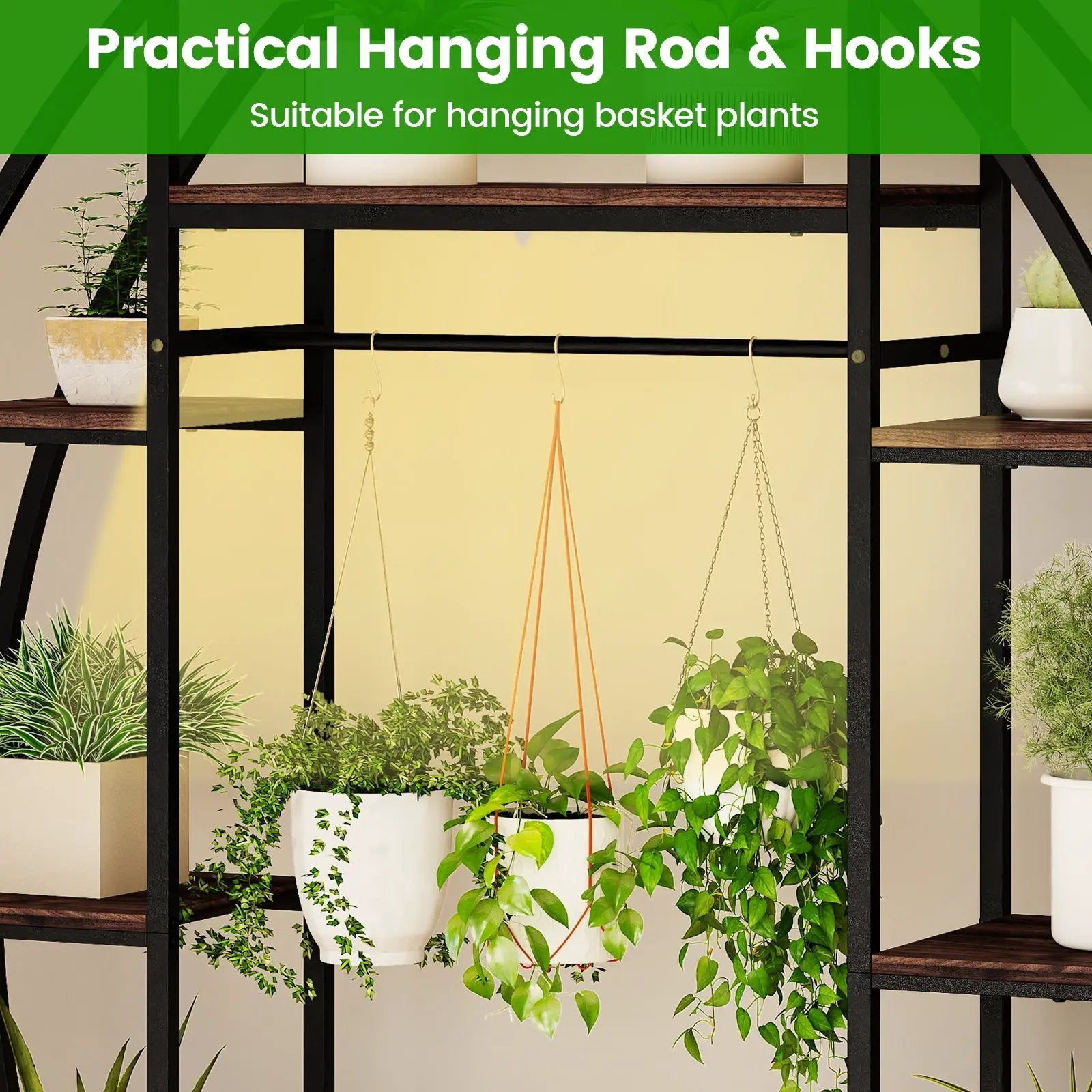Indoor Plant Stand 63" Tall 10-Tier Corner Metal Plant Shelf Large Flowerpot Holder-Brown by DirectDeals