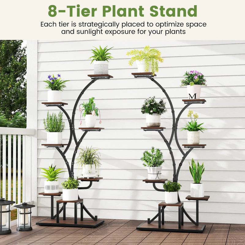 Indoor Plant Stand with Grow Lights 58" Tall 8-Tier Corner Metal Plant Shelf by DirectDeals