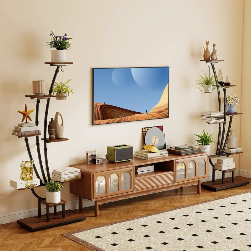 Indoor Plant Stand with Grow Lights Tall 8-Tier Corner Metal Plant Shelf by DirectDeals