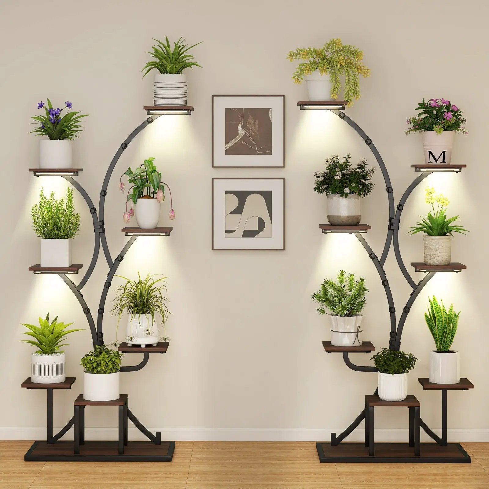 Indoor Plant Stand with Grow Lights 58" Tall 8-Tier Corner Metal Plant Shelf by DirectDeals