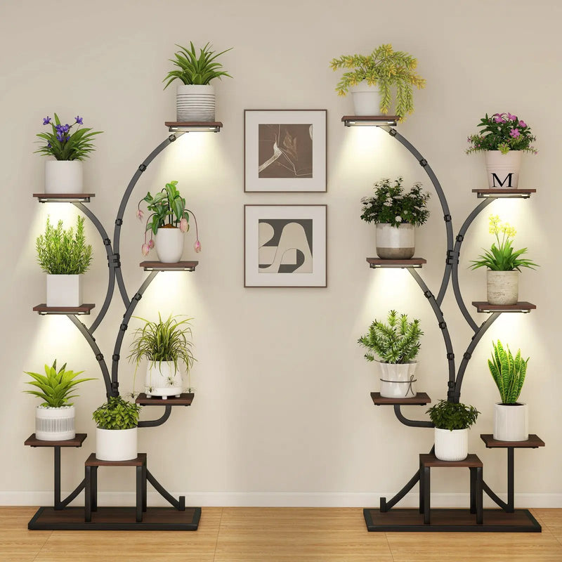 Indoor Plant Stand with Grow Lights 58" Tall 8-Tier Corner Metal Plant Shelf by DirectDeals