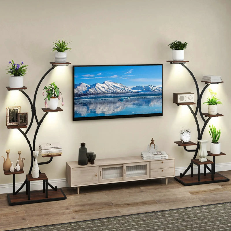 Indoor Plant Stand with Grow Lights 58" Tall 8-Tier Corner Metal Plant Shelf by DirectDeals