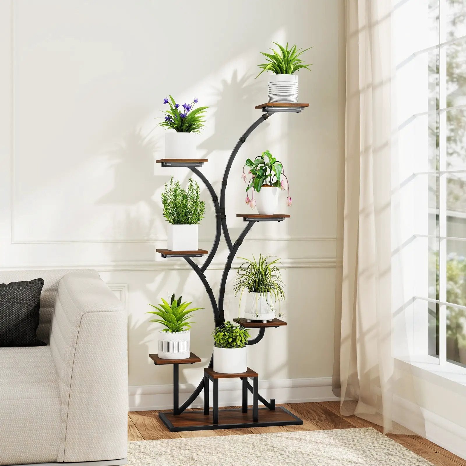 Indoor Plant Stand with Grow Lights 58" Tall 8-Tier Corner Metal Plant Shelf by DirectDeals