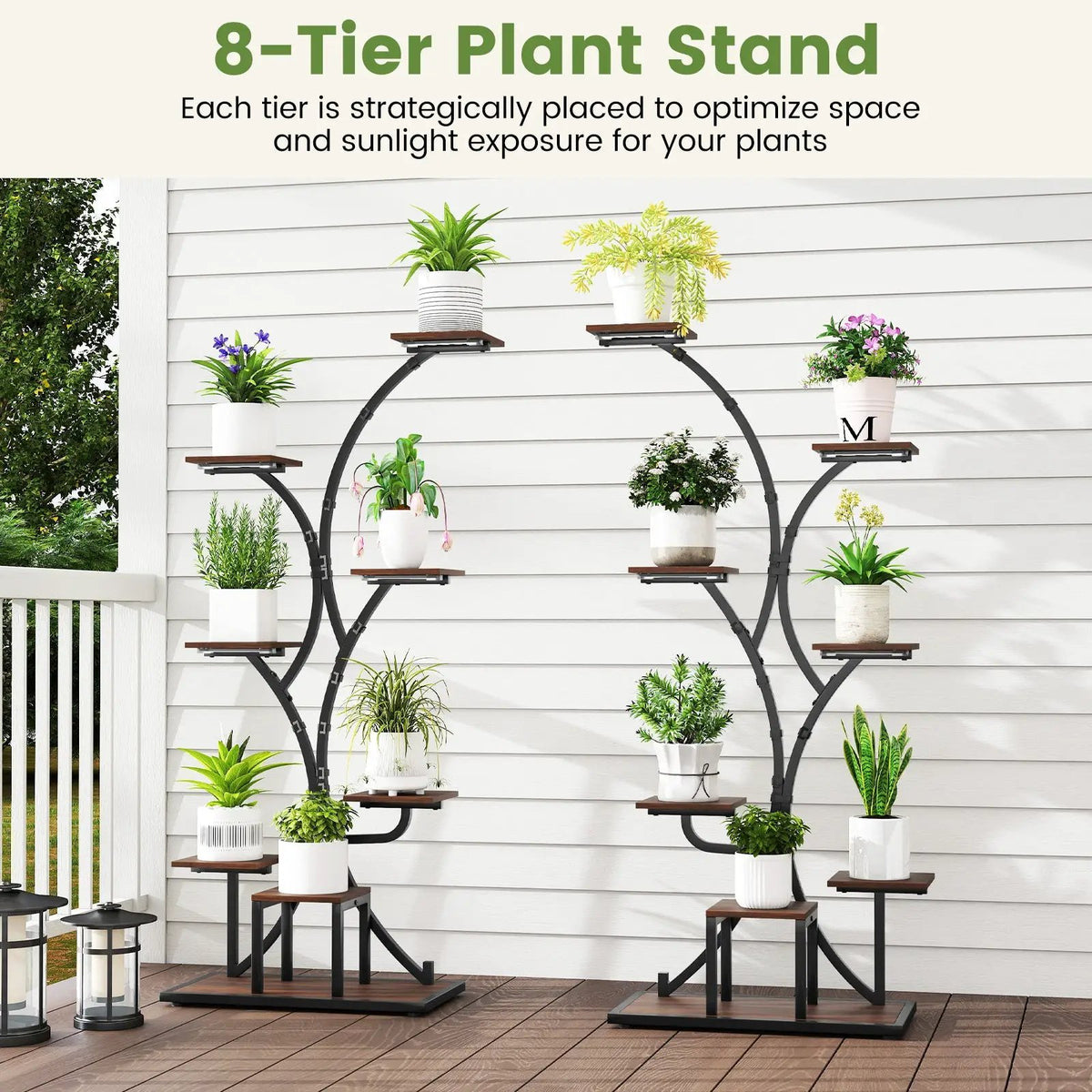 Indoor Plant Stand with Grow Lights 58" Tall 8-Tier Corner Metal Plant Shelf by DirectDeals