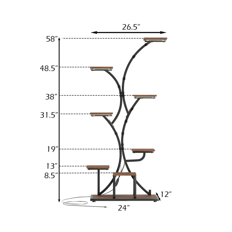 Indoor Plant Stand with Grow Lights 58" Tall 8-Tier Corner Metal Plant Shelf by DirectDeals