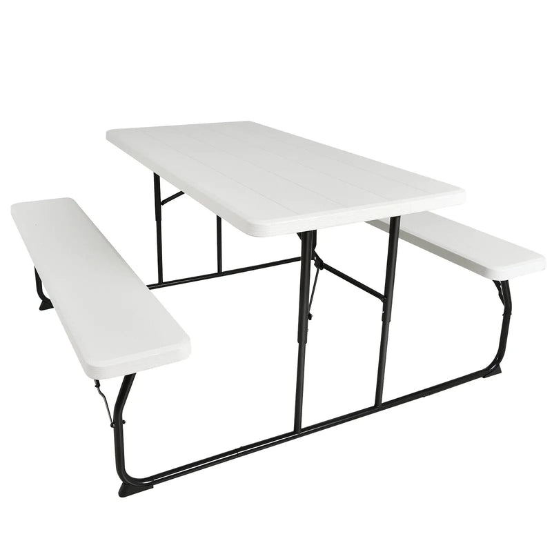 Indoor and Outdoor Folding Picnic Table Bench Set with Wood-like Texture by DirectDeals