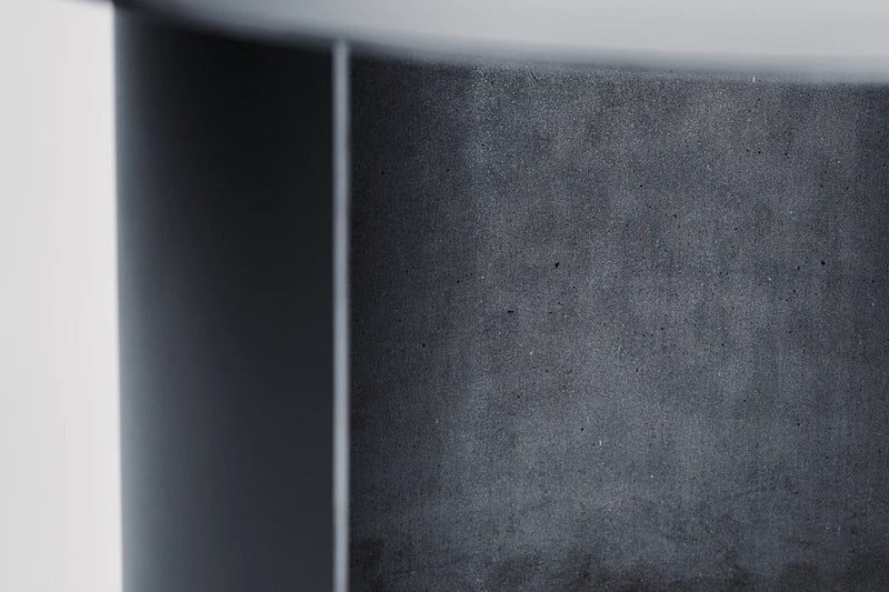 Industrial Round Low Side Metal Table/Minimal Design (D)24" (H)16" closeup view