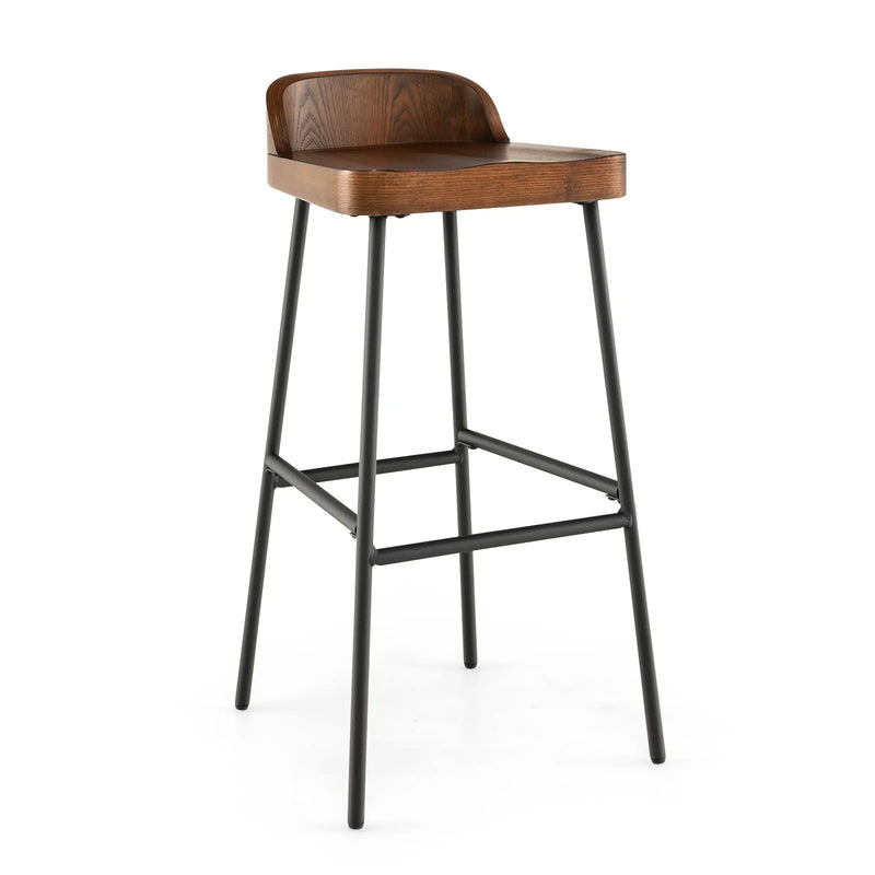Set of 1/2 29 Inch Industrial Bar Stools with Low Back and Footrests by DirectDeals