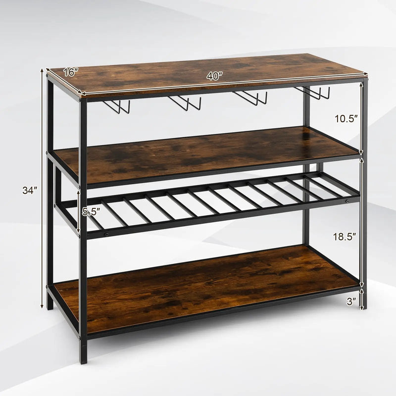 Wine Rack Table With 4 Rows of Glass Holders by DirectDeals