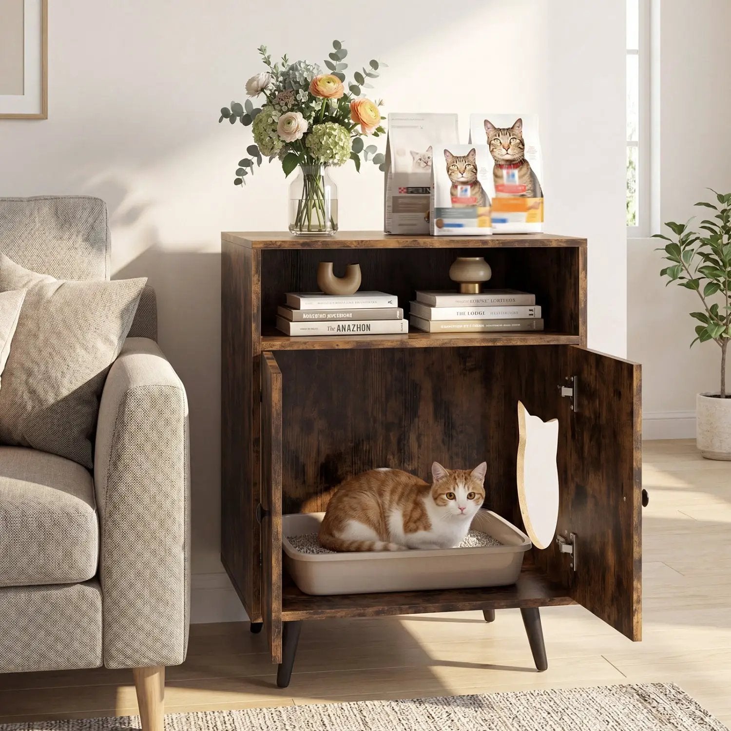 Cat Litter Box Enclosure with Storage Compartment by DirectDeals