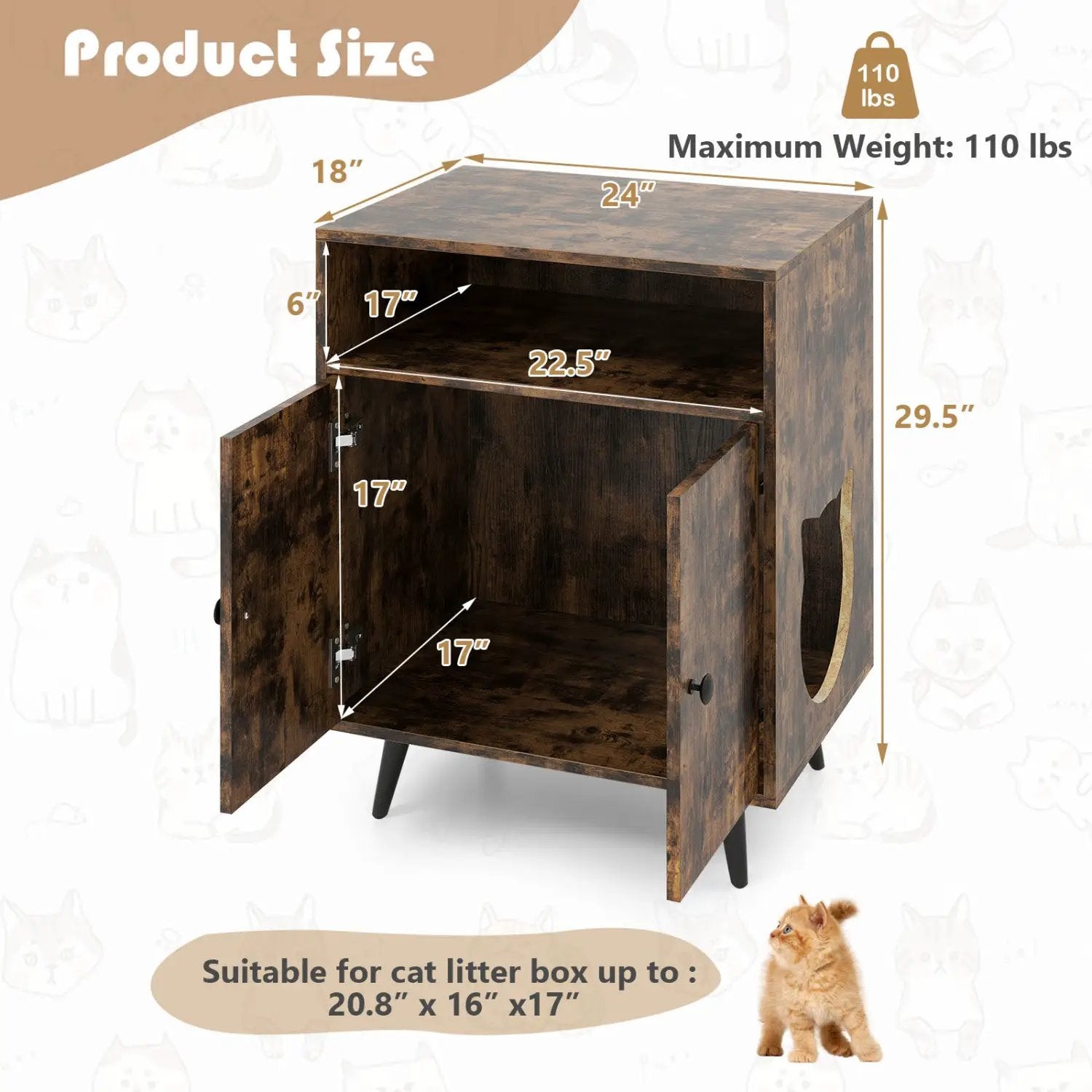 Cat Litter Box Enclosure with Storage Compartment by DirectDeals