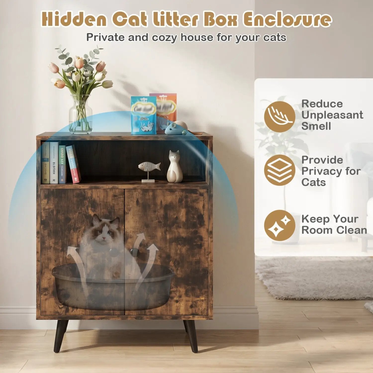 Cat Litter Box Enclosure with Storage Compartment by DirectDeals