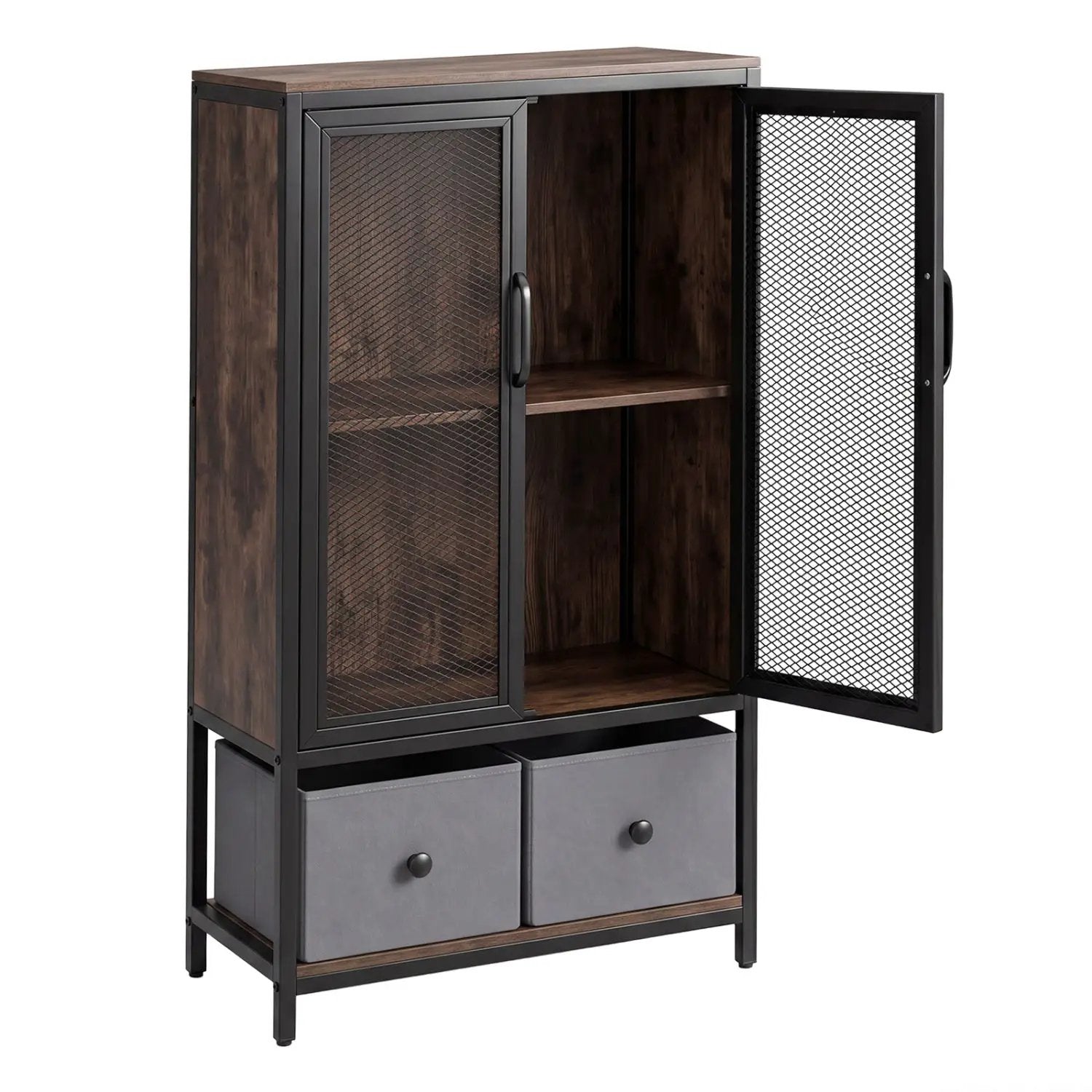 Industrial Coffee Bar Cabinet with 2-Tier Storage Compartment by DirectDeals