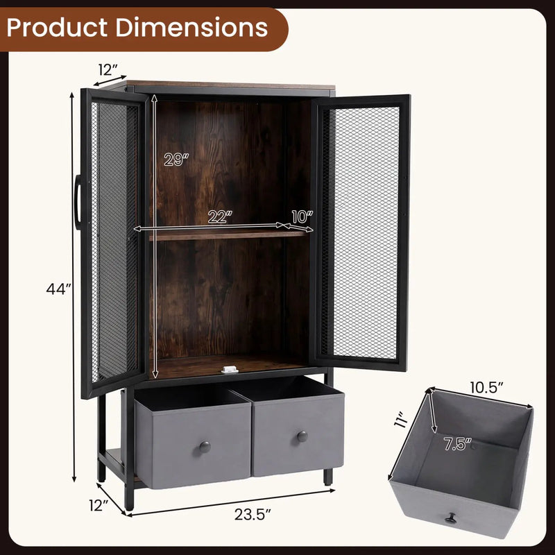 Industrial Coffee Bar Cabinet with 2-Tier Storage Compartment by DirectDeals