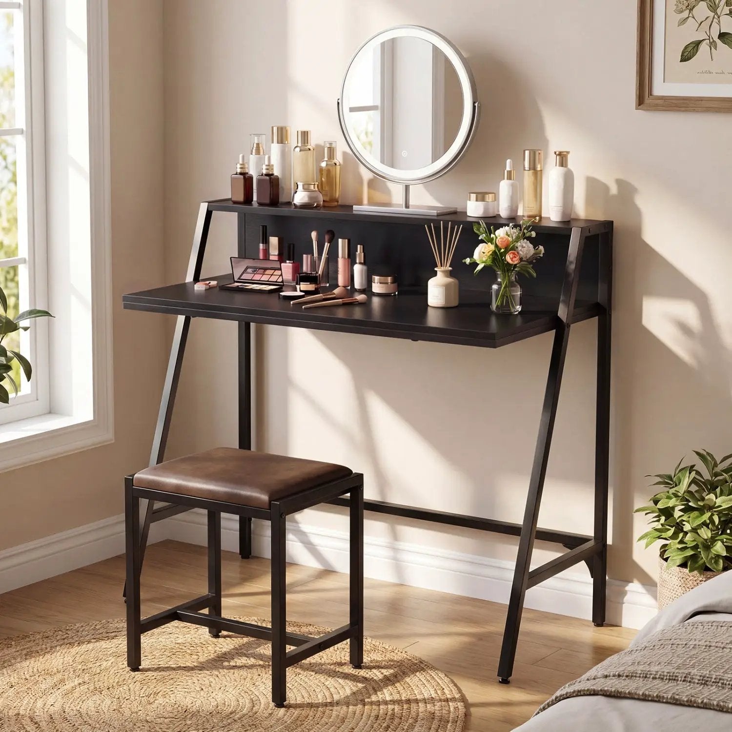 31.5" Industrial Desk with Raised Shelf Metal Frame by DirectDeals