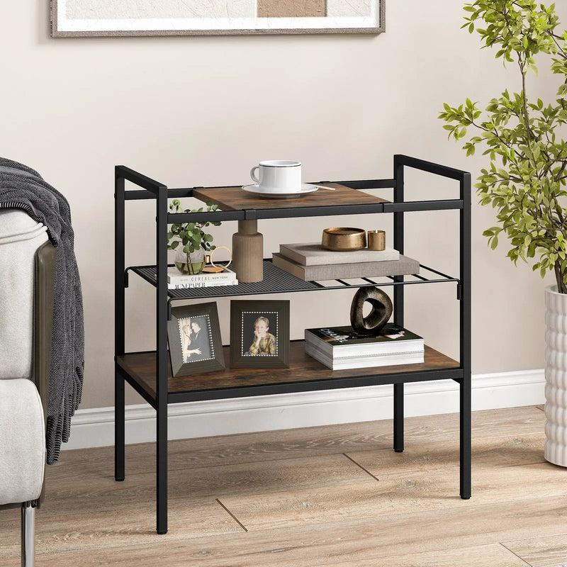 Industrial Entryway Table with Removable Panel and Mesh Shelf by DirectDeals
