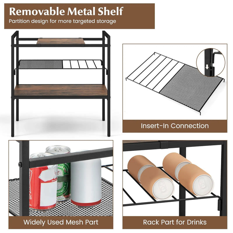 Industrial Entryway Table with Removable Panel and Mesh Shelf by DirectDeals