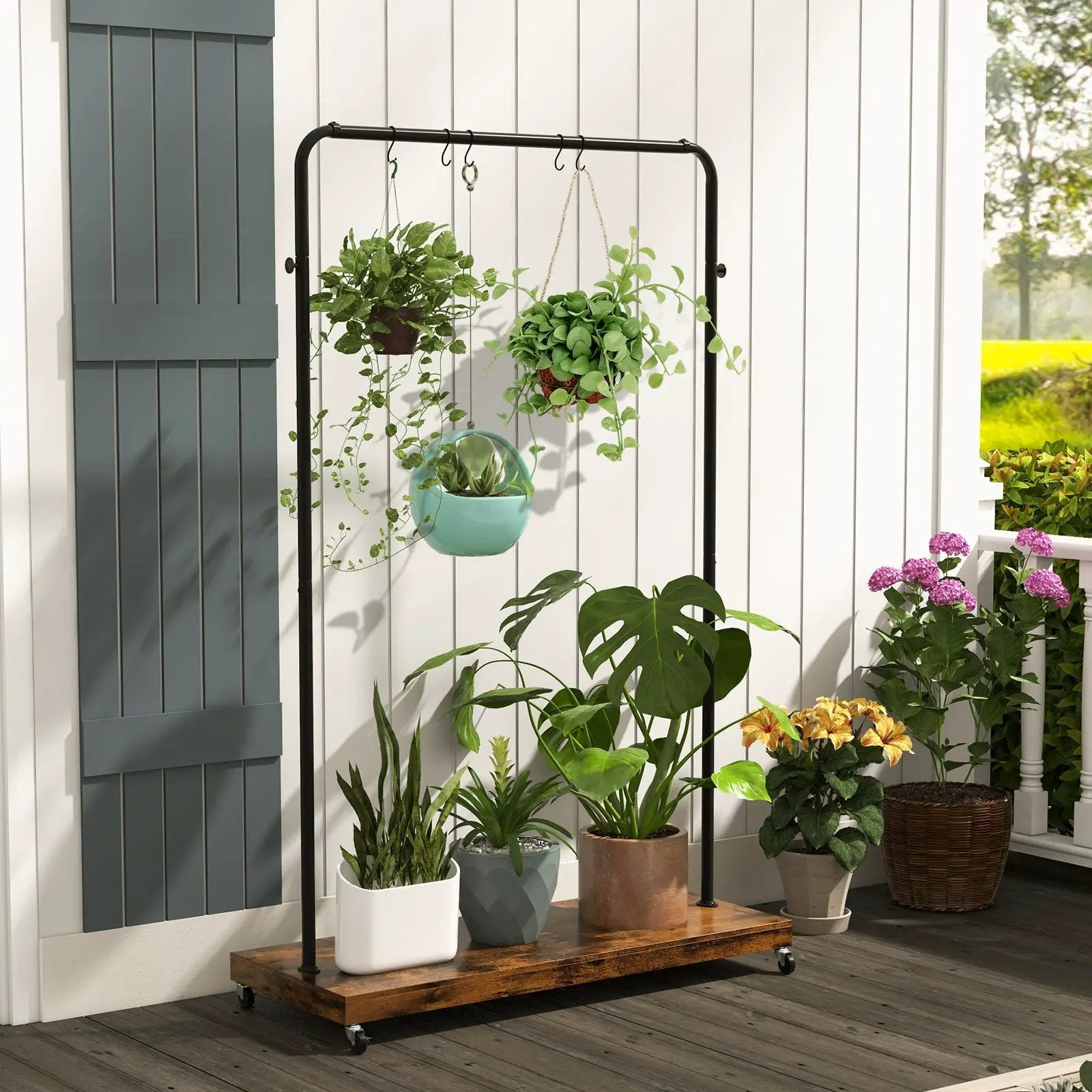 Rolling Garment Rack with Hanging Hooks and Bottom Storage Shelf by DirectDeals