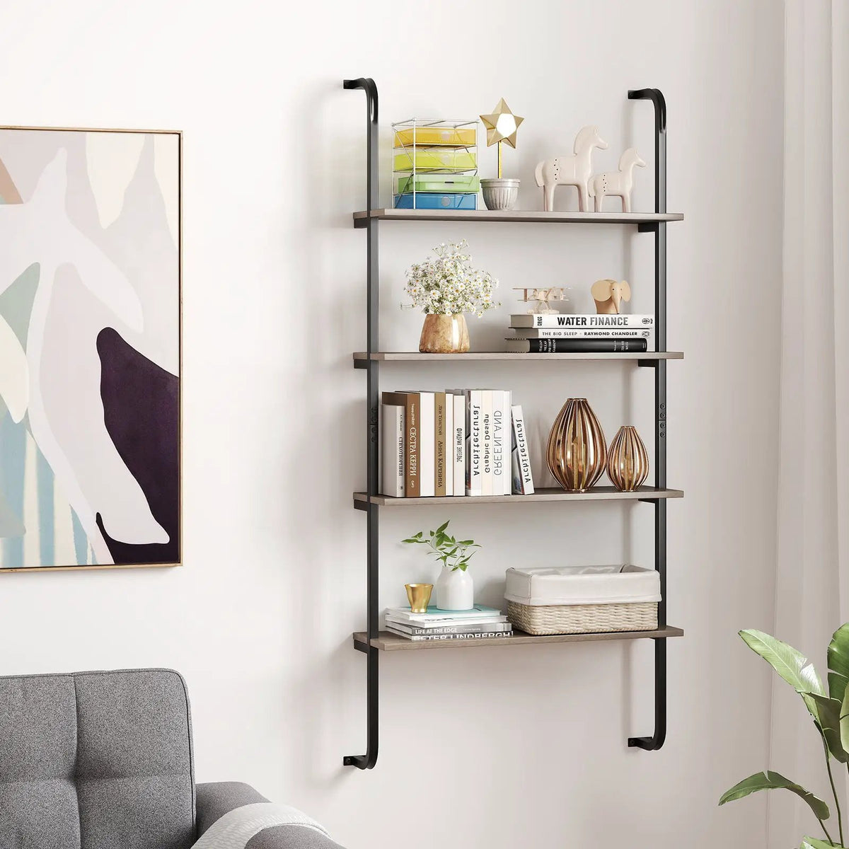 4-Tier Industrial Pipe Shelving with Metal Frame for Living Room Kitchen by DirectDeals