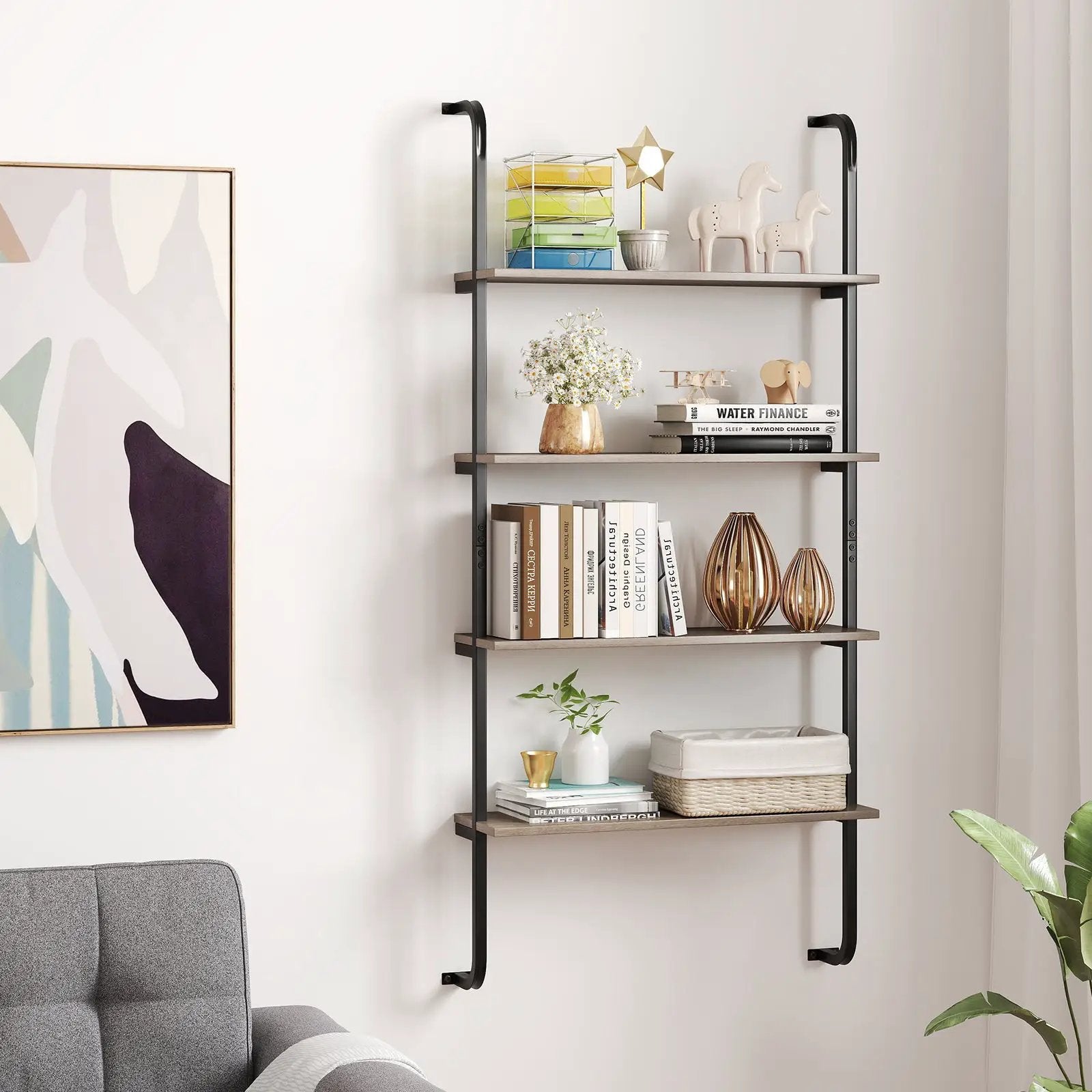4-Tier Industrial Pipe Shelving with Metal Frame for Living Room Kitchen by DirectDeals