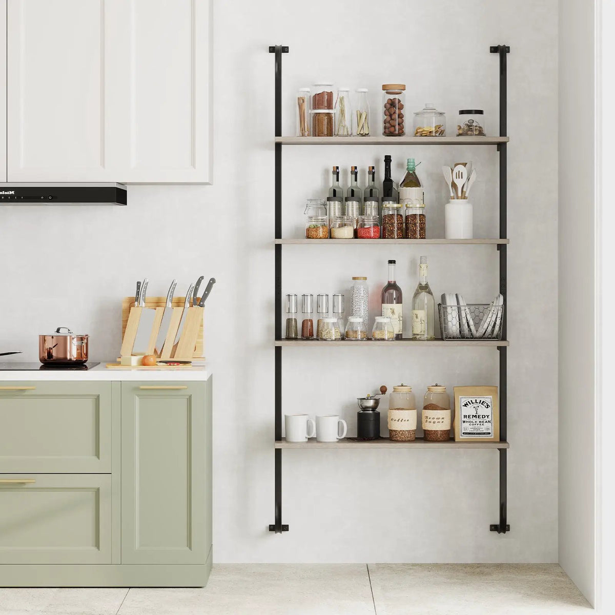 4-Tier Industrial Pipe Shelving with Metal Frame for Living Room Kitchen by DirectDeals