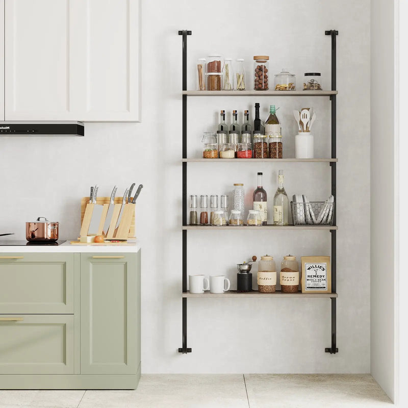 4-Tier Industrial Pipe Shelving with Metal Frame for Living Room Kitchen by DirectDeals