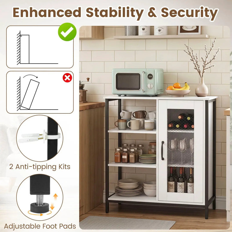 Industrial Side Cabinet with Metal Mesh Door & 3 Shelves by DirectDeals