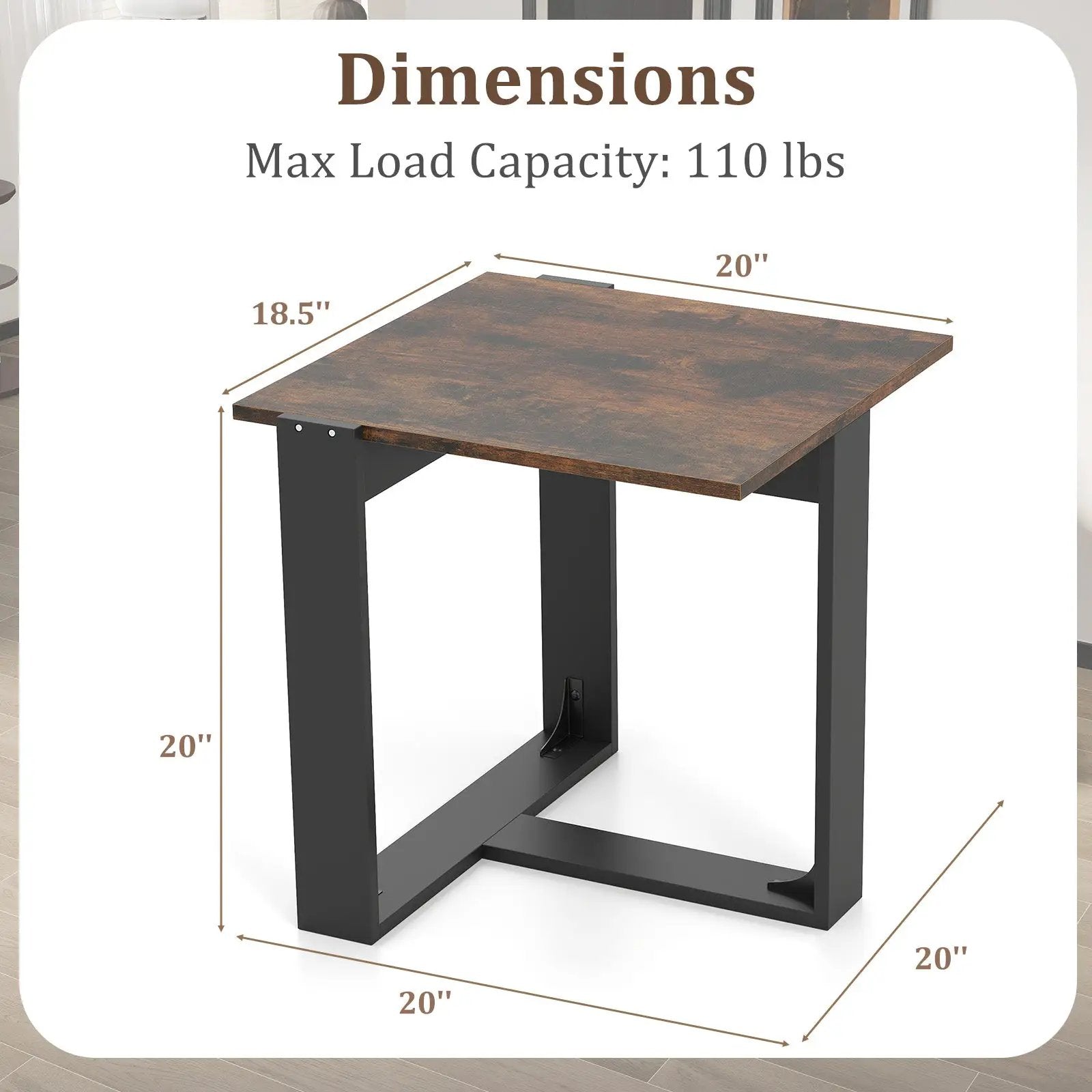 Industrial Sofa End Table with Metal Frame by DirectDeals