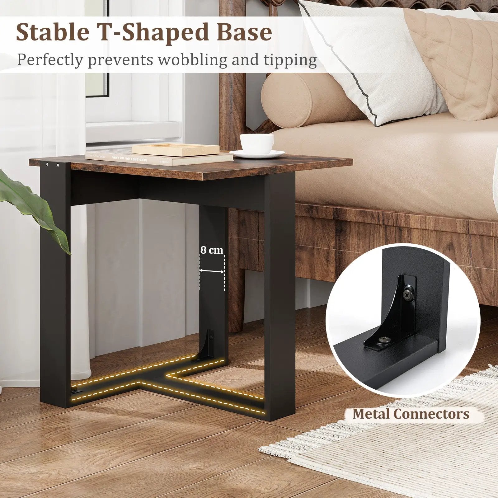 Industrial Sofa End Table with Metal Frame by DirectDeals