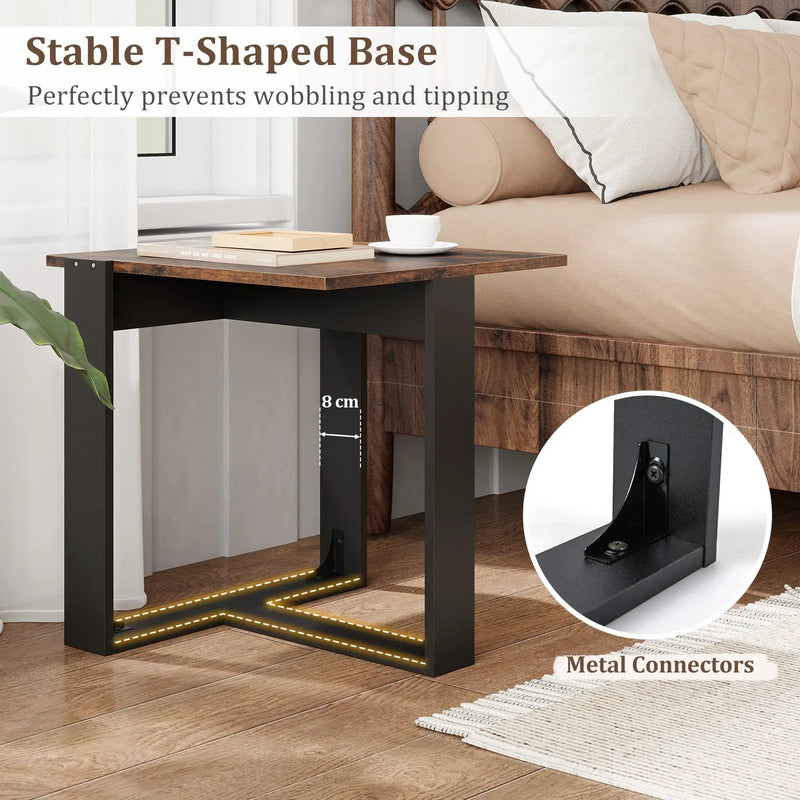 Industrial Sofa End Table with Metal Frame by DirectDeals
