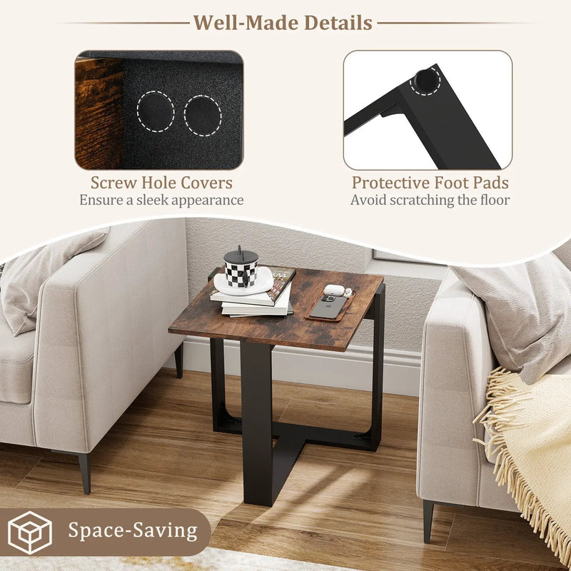 Industrial Sofa End Table with Metal Frame by DirectDeals