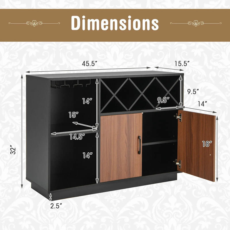 Industrial Sideboard Cabinet with Removable Wine Rack and Glass Holder by DirectDeals