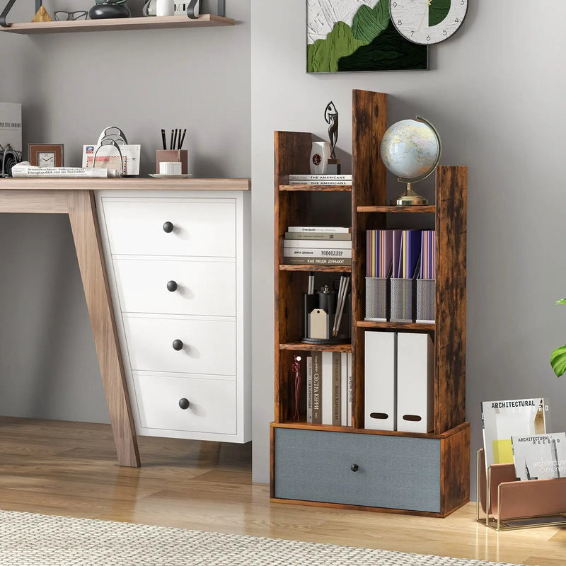 7-Tier Open-Back Bookshelf with Drawer by DirectDeals