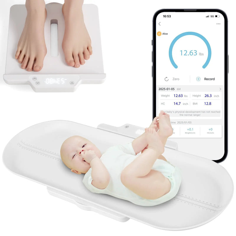 Infant Scale with Detachable Tray for Body Weight and Height Measurement-White by DirectDeals