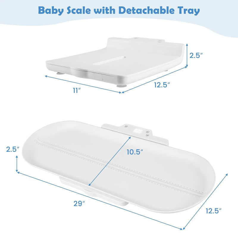 Infant Scale with Detachable Tray for Body Weight and Height Measurement-White by DirectDeals