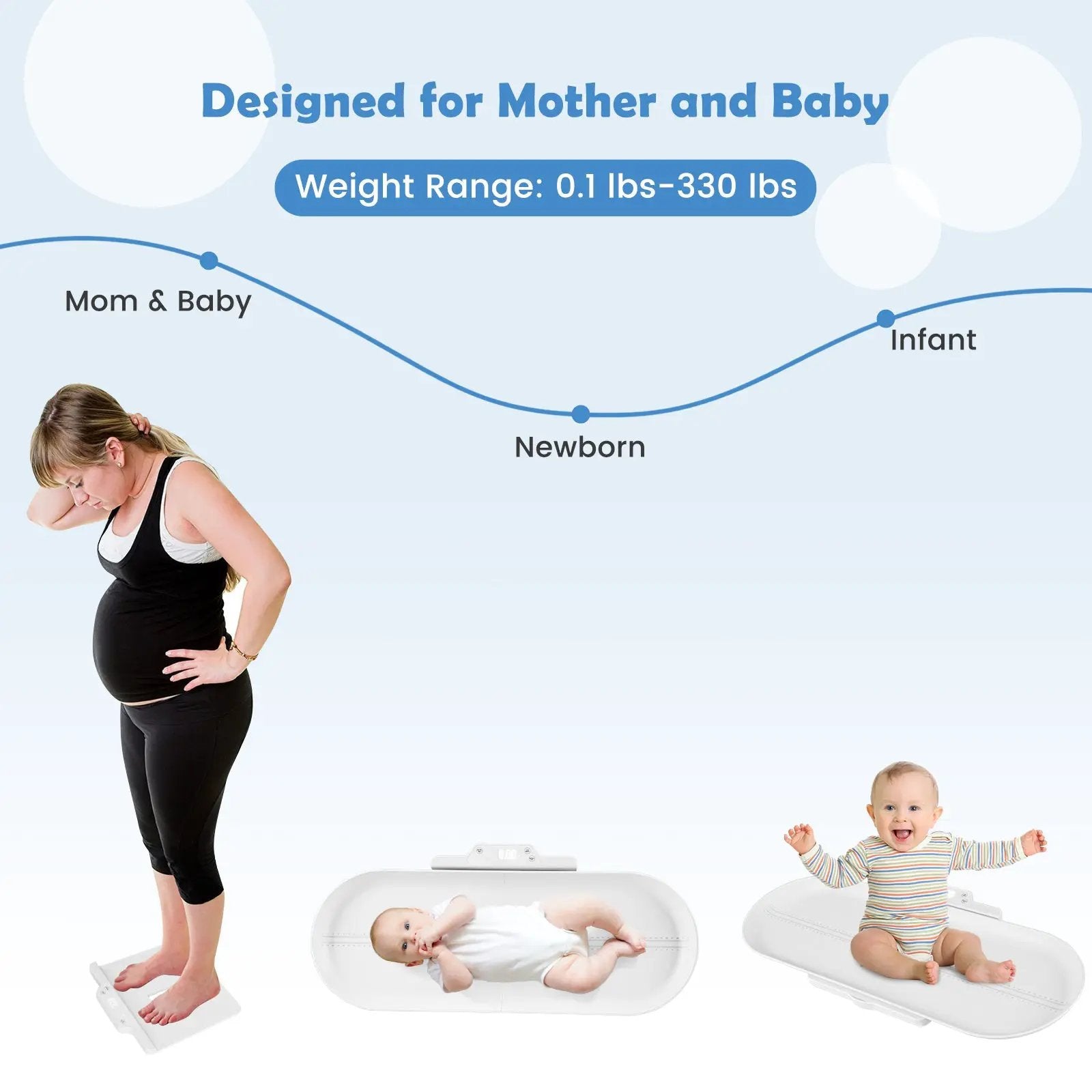 Infant Scale with Detachable Tray for Body Weight and Height Measurement-White by DirectDeals