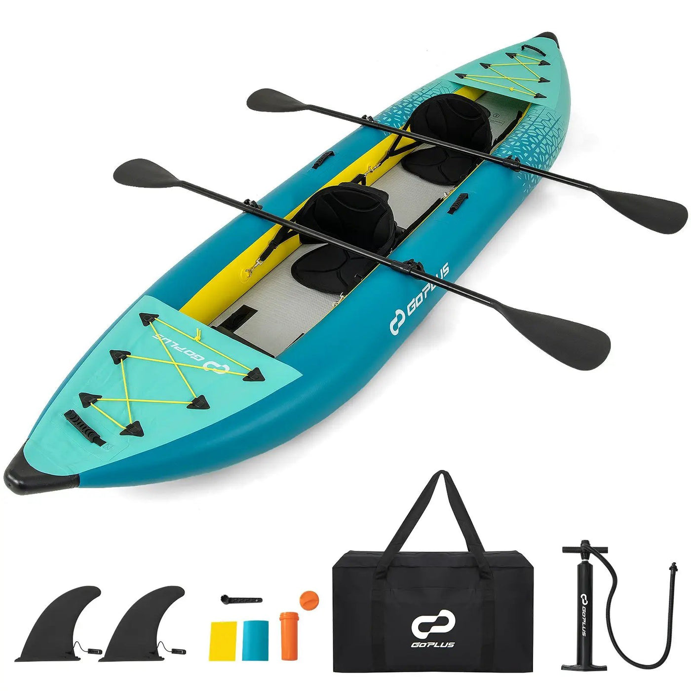 Inflatable 2-person Kayak Set with Aluminium Oars and Repair Kit by DirectDeals