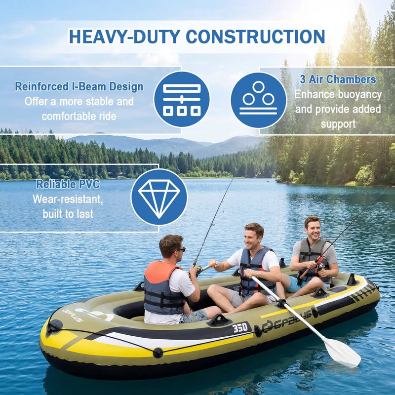 4-Person Inflatable Fishing Boat with Oars and Pump by DirectDeals